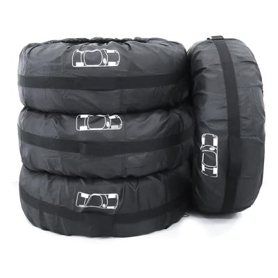 China Modern Functional Sophisticated Foldable Tire Protective Technologies Black Car Tire Cover Storage Dustproof for sale