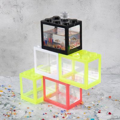 China Good Lovely Viable Hot Pet Betta Fish Tank Building Block, Eco-Friendly Design Small Fish Tank# for sale