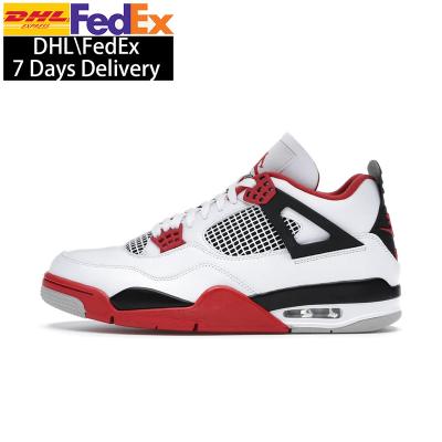 China 2022 New Red Fire EVA DC7770-160 Men's Basketball Shoes Black Cat Large Size Infrared Military Sneakers Retro Air AJ 4 Retro Shoes for sale