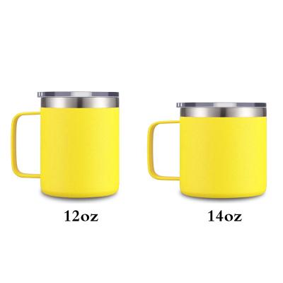 China Factory Wholesale Viable Pink Insulated 12oz 14oz 304 Stainless Steel Coffee Mug With Handle Custom Logo for sale