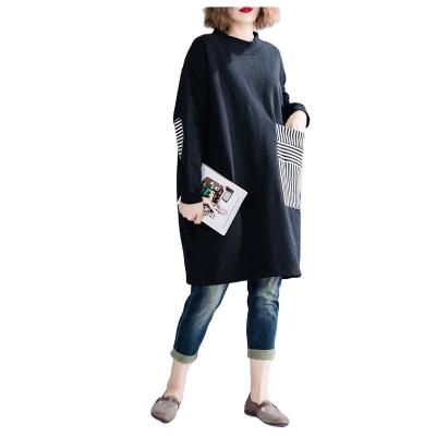 China Stocklot Ready Made Women Breathable Winter Plus Size Korean Design Midi Sweatershirt Dress In Stock for sale