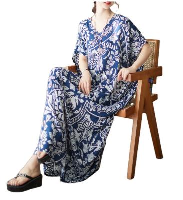 China Floral Print Breathable Free Size Spring RTS Stocklot Muslim Abaya Dress Summer Customized Women Bohemian Dress In Stock for sale