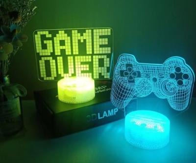 China Modern Custom Logo 3D Illusion LED Night Light 7 Color Night Light 7 Color Acrylic Night Light Handle Game Gift for sale