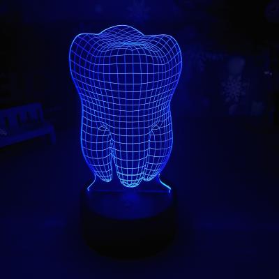 China Modern Creative Wholesale Creative Lamp Business 3D LED Night Light Illusion Teeth Light Gifts Promotional Night Light for sale