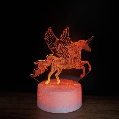 China Thanks Modern Unicorn LED Lamp Light Acrylic Sheet With Lamp Base Light Color Changing 3D Illusion Lamp For Room Decor for sale