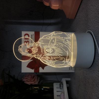 China Modern Creative Business Gift 3D LED Acrylic Light Jesus Bedroom Bedside Night Light Promotional Light for sale