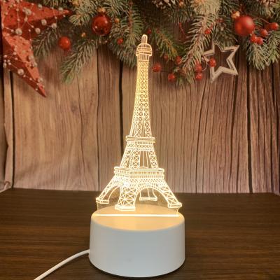 China Modern 3D Light Acrylic Illusion Night Light Touch Eiffel Tower 3 Colors Visual Bedside Bedroom Lamp for sale