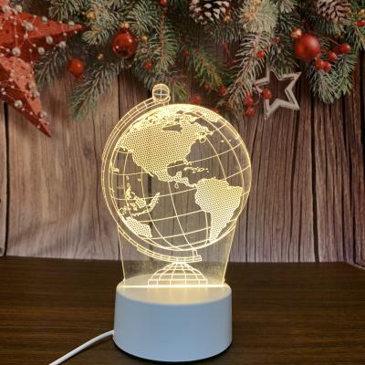 China Modern Earth LED Night Lights Home Decoration 3D Night Light Acrylic 3 Colors Kids Night Light for sale