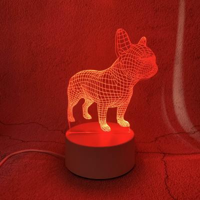 China Modern Red Blue Purple 3 Colors Switch Visual Illusion Night Light 3D USB Table Lamp 3D Home Decor Bedroom Bedside Lamp for sale