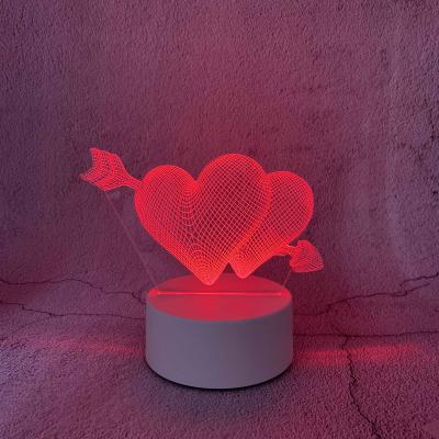 China Modern 3D Bedroom Lights Night LED Colorchanging LED Light Table Lamp Acrylic Acrylic Panel Colorful Decor Room Night Light for sale