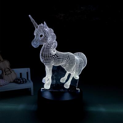 China Fantasy LED Night Light Unicorn Luminous Touch Acrylic Night Light Gift 3D Modern Night Light for sale