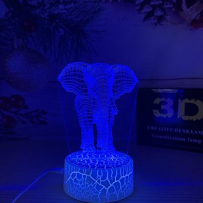 China Modern Customizable Animal Shape Optical Illusion Decoration Light Elephant LED Night Light Visual Night Light for sale