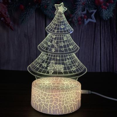 China Modern Customizable Stereoscopic LED Night Light Gift Christmas Tree Decoration Colorful Christmas Table Lamp With Crack Base for sale