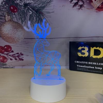 China Modern Customizable Decoration Acrylic LED Christmas Reindeer Deer Night Light CE Rohs Visual Stereo Light Certification for sale