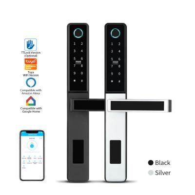 China Slim Waterproof lock and Fingerprint Smart Wireless Door Lock with Adjustable Directions Handle Tuya WIFI or TTLock App for sale