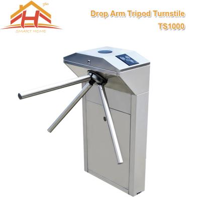 China Biometric Drop Arm Tripod Turnstile Gate RFID Reader And SUS304 Stainless Steel for sale