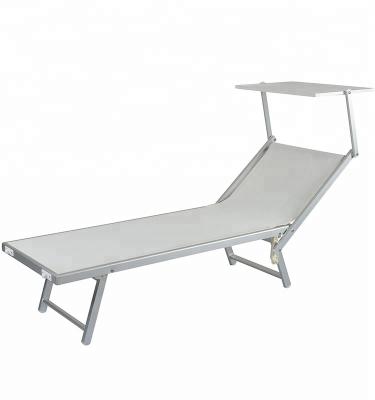 China Easy-carrying aluminuim texitlene beach sun lounger with canopy outdoor chaise lounge for sale