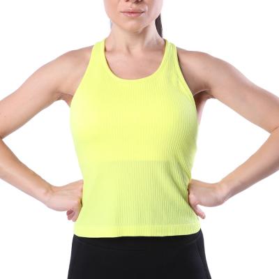 China Women's Breathable Workout Yoga Seamless Buttery Soft Lightweight Tank Top With Breast Pad Fitness Vest Top for sale