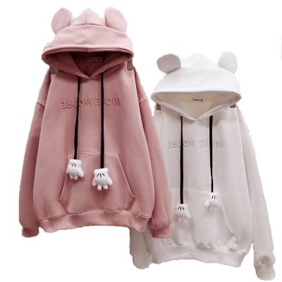 China 2021 New Anti-wrinkle Girls Clothing Style Fashion Plus Size Embroidered Custom Women's Hoodie Long Sleeve Pullover for sale