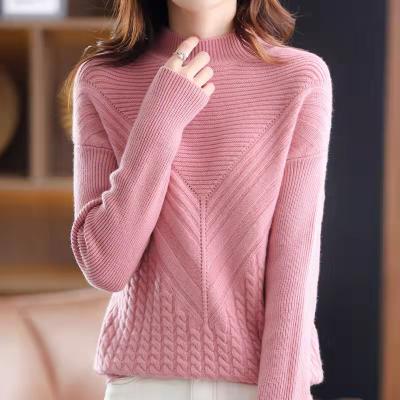 China Wholesale Anti-Wrinkle Wholesale Italy 100% Pure Cashmere Sweater Custom Plus Jacket Women's High Neck Knitted Cashmere Merino Cashmere Sweater for sale