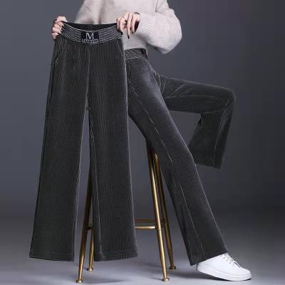 China Wholesale Anti-wrinkle autumn and winter new wide leg elastic plus size corduroy top hanging tube vertical women's leisure pants for sale