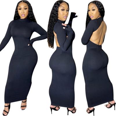 China Autumn Anti-Static Clothing For Women Backless Dresses Bodycon Lady Long Sleeve Casual Party Dress for sale