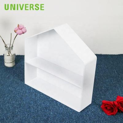 China UNIS Eco - Friendly , Handmade Custom Acrylic White Toy Display Box House Shape for sale