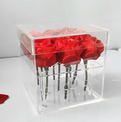 China UNIVERSE Handmade Clear Acrylic Waterproof Flower Box Clear Acrylic Flower Box With Lid for sale