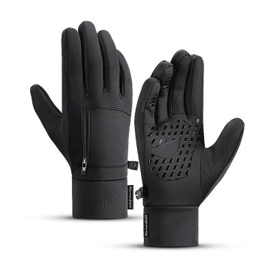 China Full Finger Touch Screen Silicone Anti-Skid Gel Winter Outdoor Sports Cycling Gloves Zipper For Racing Motorcycle Gym for sale