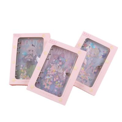 China Sequin Loose-Leaf Handheld Fresh Notebook Cute Girl Heart Accounts Printed Set for sale