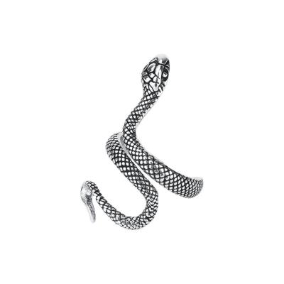 China Vintage European and American Vintage Thai Silver Wrapped Snake Shaped Head Snake Long Personalized Open Ring for sale