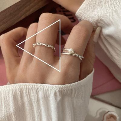 China CLASSIC Korean vintage s925 niche design ring sterling silver woman does not fade cold high-end sense ring chain hand ornament for sale