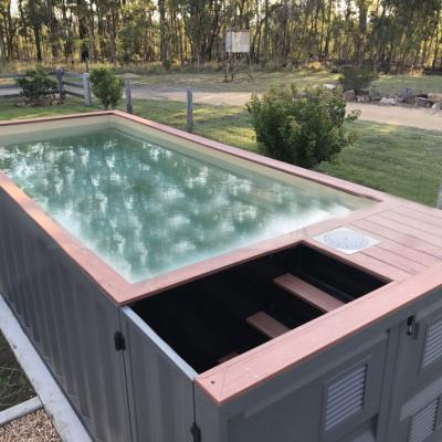 China Fashion DEDEPU custom clear swimming container pools with jacuzzi design prefabricated swimming container pools for sale