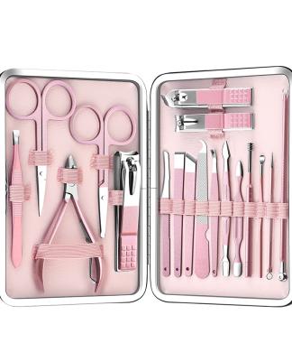 China Clippers Nail Set Aokitec Professional Stainless Steel Clippers Kit Nail Care Manicure Pedicure Set AB for sale