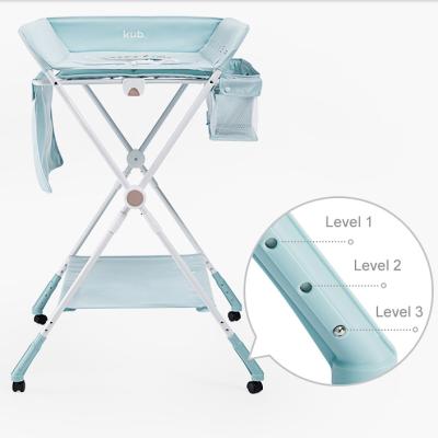 China KUB Baby Steel Foldable Diaper Table With Wheels Folding Portable Changing Table for sale