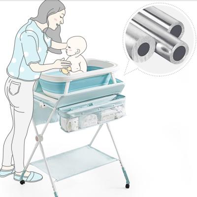 China KUB Steel Baby Changing Table With Wheels Foldable Diaper Table for sale