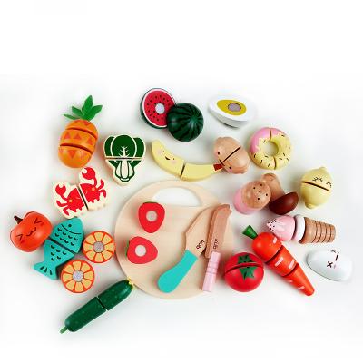 China Kids KUB-Kids Pretend Play Kitchen Sets Cut Fruit Toys Wooden Toys Fruits and Vegetables Cutting Toys for sale