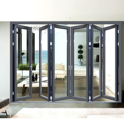 China Manufacture foldable glass folding doors modern balcony aluminum patio folding door for sale