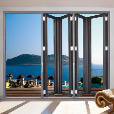 China Waterproof Customized Aluminum Glass Sliding Folding Bifold Doors for sale