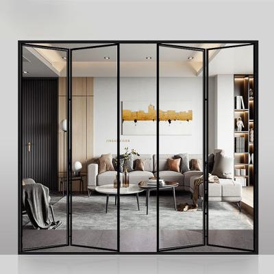 China Supplier Modern Slim Aluminum Narrow Frame Door Folding Frame Back and forth Folding Door for sale