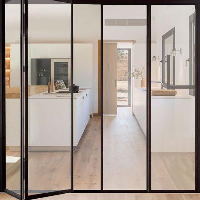 China Modern Slim Frame Aluminum Bi Fold Doors Narrow Frame Two Way Folding Door for sale