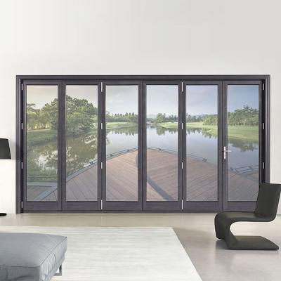 China Modern Folding Sliding Door Aluminum Customized With Hollow Tempered Glass for sale