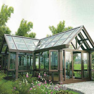 China waterproof & Sound insulation tempered glass luxury aluminum sunrooms greenhouse for sale