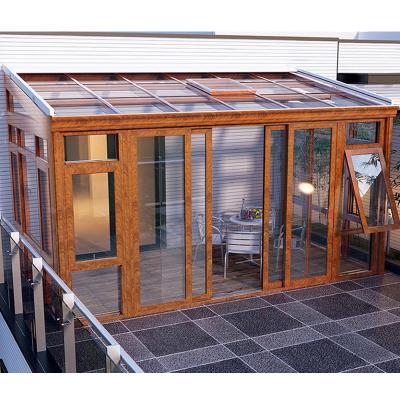 China waterproof & Luxury Modern Custom Prefab Sound Insulation Conservatory Aluminum Prefab Glass House Sunrooms for sale