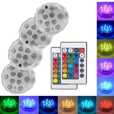 China IP68 Waterproof Theme Park RGB LED Bottom Water Bathtub Swimming Pool Lights Waterproof Battery Operated For Wedding Party for sale