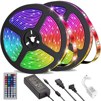 China Strip Led Strip Waterproof 32.8ft 5050 RGB Color Changing LED Strip Lights with 44 Keys IR Remote Control for Bedroom Party Home Decoration for sale