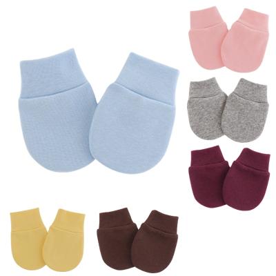 China Breathable Eco-Friendly Spandex Solid Knit Cotton Personalized Little 0-1 Year Newborn Baby Mittens for sale