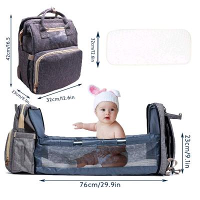 China Multifunctional Purpose 3 in 1 Foldable Portable Bed Diaper Diaper Bag Travel Crib Baby Station Mommy Bag Changing Backpack for sale