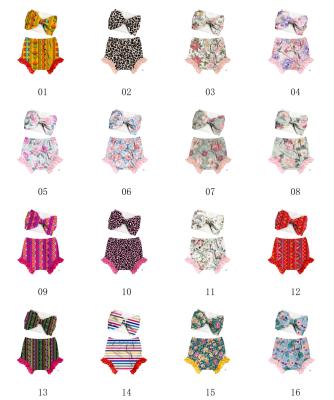 China 2021 hot sale popular QUICK DRY baby pants shorts girls summer ruffle infant bloomers and bow headband matching set for sale