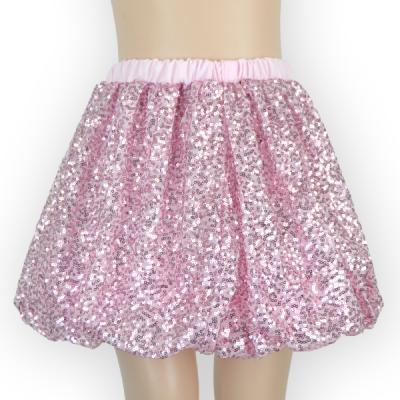 China Breathable Pink Sequins Sparkle Short Pleated Summer Course Skirts For Kids Girls Outfits Mini Tutu Skirt for sale